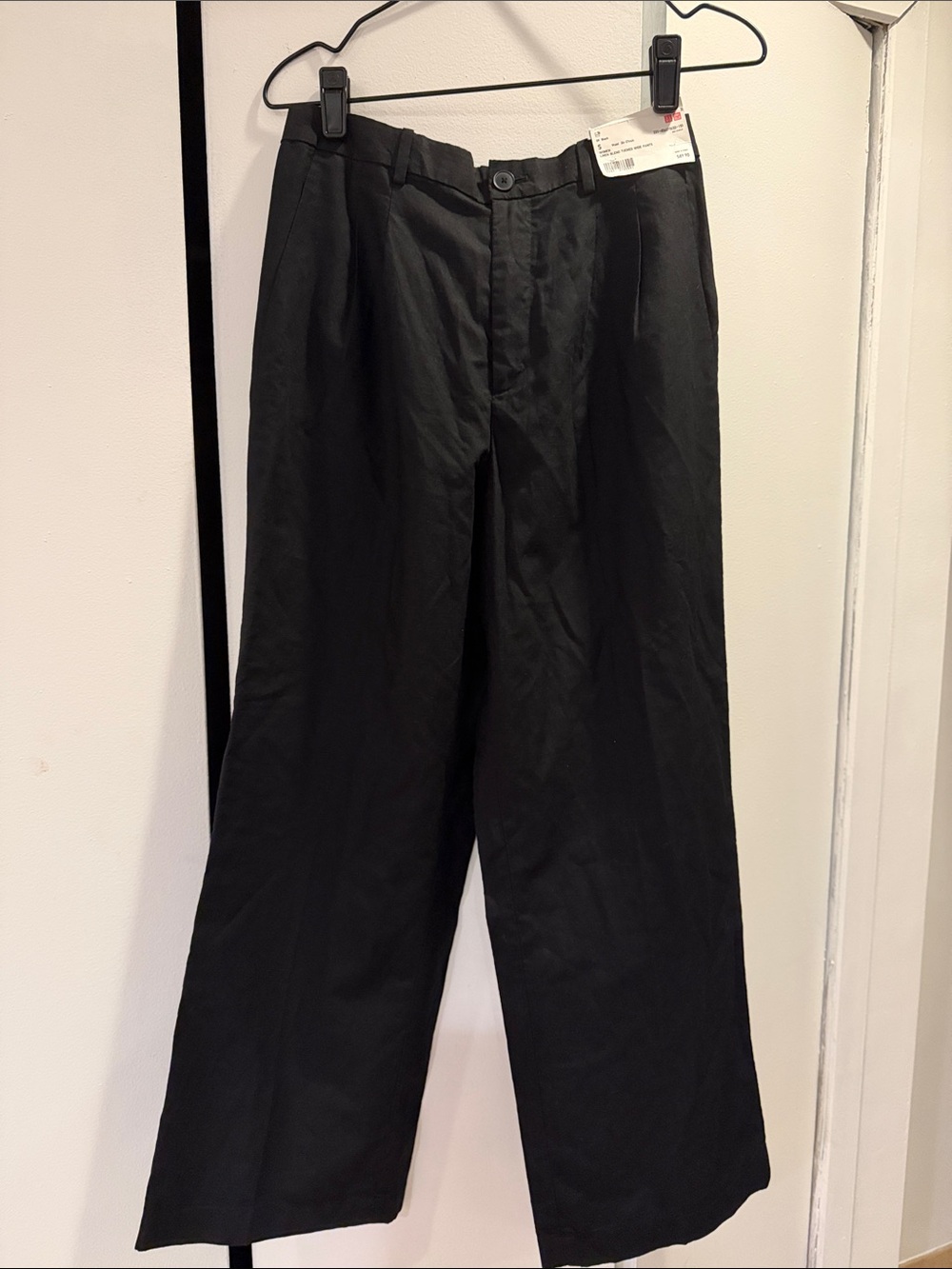 Uniqlo Black linen blend wide pants NWT